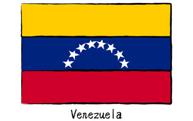 Analog hand-drawn world flag, Venezuela
