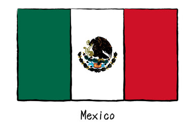 Analog hand-drawn world flag, Mexico