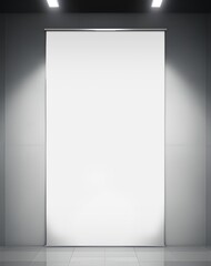 mockup roll up poster stand in white wall banner design Designing posters in empty spaces white banner