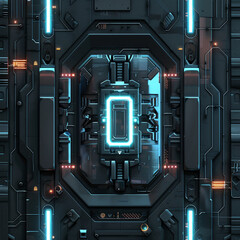 Fototapeta premium Digital security lock on a cybernetic interface, guarding against virtual threats