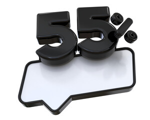 55 percentage Promotion Label Black 3D 