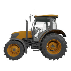 yellow tractor isolated on white
