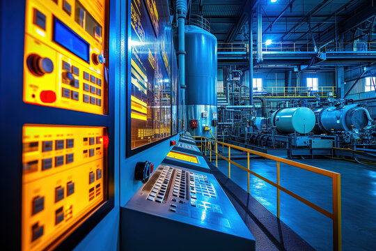 Industrial pipeline power plants, inside control room, technician monitoring operator room AI Generation