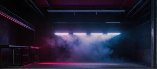 Spotlight Illumination on Stage,  Auditorium Smoke with Colored Lights