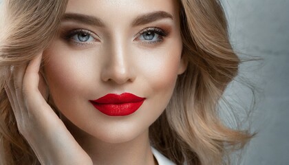 Fototapeta premium Portrait of a woman with matte red lips