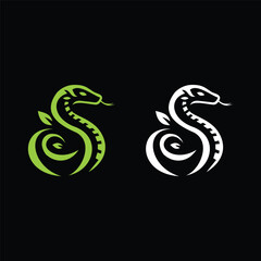 Fototapeta premium SNAKE AND LEAF ICON LOGO VECTOR