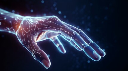 Glowing Digital Hand Concept, Symbolizing Innovation in Technology and Connectivity in the Digital Age