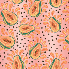 papaya seamless pattern suitable for backgrounds, fabrics, covers, wallpaper, wrapping, etc