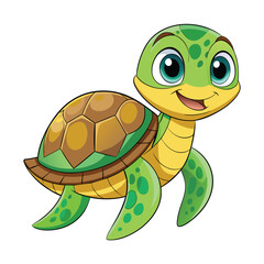 Isolated Sea Turtle Cartoon Vector Illustration
