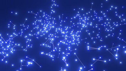 Fototapeta premium energievoll blau leuchtende symmetrisch vernetzte Lichter, Energie, Strom, Stärke, Netzwerk, Sicherheit, kraftvoll, schnelles Internet, Licht, Technologie, Wissenschaft
