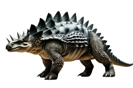 a high quality stock photograph of a Ankylosaurus dinosaur full body isolated on a white background