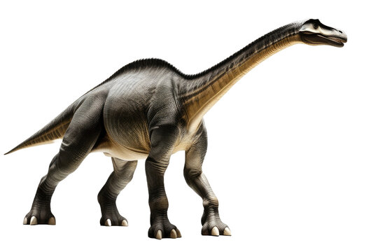 a high quality stock photograph of a Brachiosaurus dinosaur full body isolated on a white background