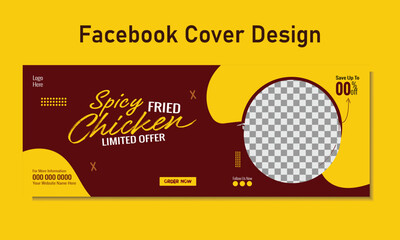 Facebook cover banner design template for restaurant. horizontal advertising web banner template, Facebook cover, banner, social media post, timeline cover. 