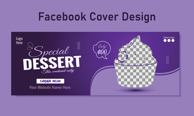 Delicious cupcake  web banner or shop social media timeline cover design template