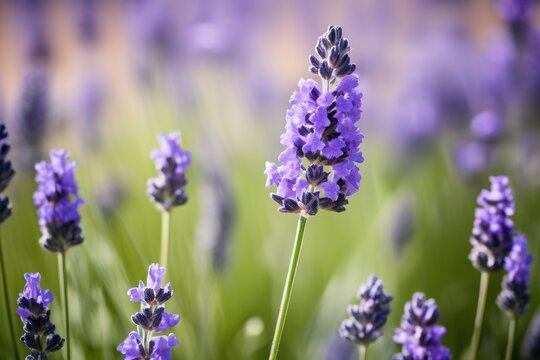 a high quality stock photograph of a single lavender flower full body