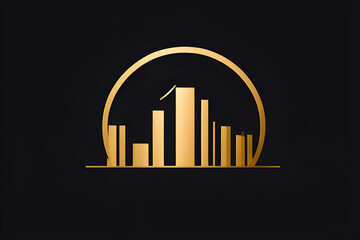 Fototapeta premium Real estate agency logo: A minimalist house icon in black and gold, against a clean background 