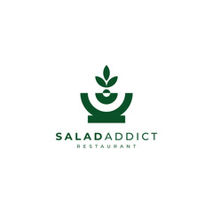 people and a bowl of salad for salad and healthy food lovers logo