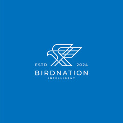 eagle with line art style for a security or educational logo