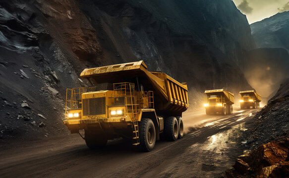 Haul trucks in a Coppermine.