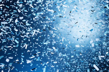 Ribbons and confetti rains down, adding excitement to the celebratory occasion with copy space