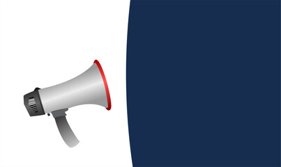 megaphone with blue speech bubble on white background banner poster for advertising and web.