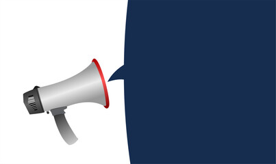 Megaphone with blue speech bubble on white background banner poster for advertisement and web. For exclusive discounts and special offers.