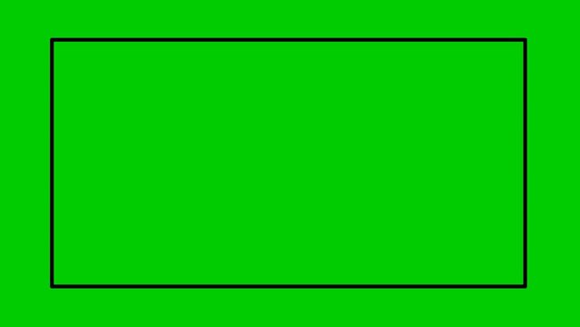 video animation rectangle shape flat drawing outline, on a green chroma key background