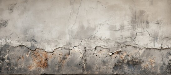 A concrete wall showing a prominent crack running through it, exposing the inner layers of the structure. The weathered surface highlights the wear and tear over time.