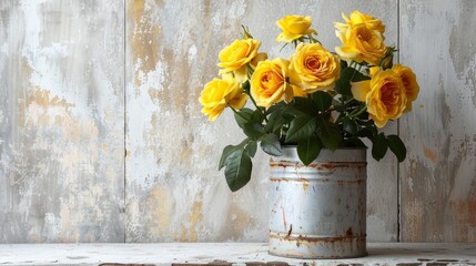 Sunshine in a Vase: Radiant Yellow Roses in a Classic White Pitcher