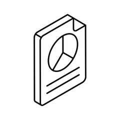 Pie chart on page denoting concept vector of business report in trendy isometric style