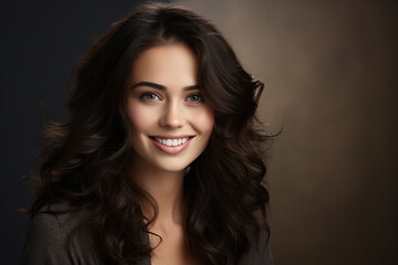 Naklejka premium Generative AI image of lovely woman over blurred background