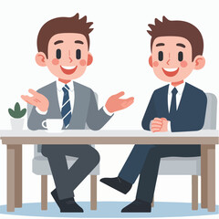 Flat design illustration of a business talk with coworkers
