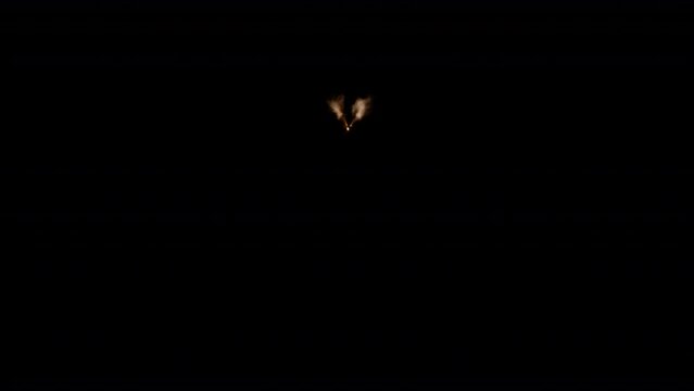 Realistic Muzzle flashes straight fire montage with smoke effect. Automatic fire Realistic gun shot muzzle flashes set with Isolated on black background Alpha