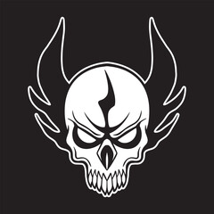 Skull art black and white hand drawn illustrations vector