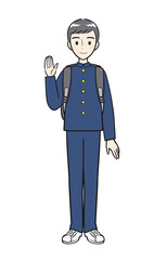 制服を着てリュックサックを背負う男子中学生