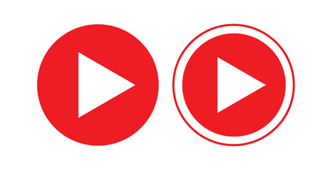 Play video red button icon, sign vector isolated on white background. Trendy circle play button icon in flat style. Radio symbol, video player, arrow. eps10