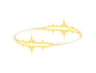 Three dimensional shiny golden nimbus. Golden halo angel ring. Light realistic halo, angel ring, Saint aureole symbol.  Magic fantasy portal. Futuristic teleport. Light effect. PNG.
