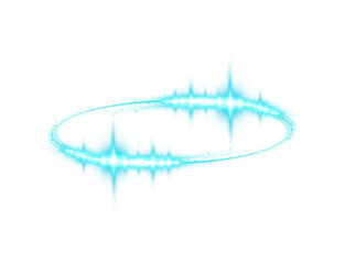 Three dimensional shiny blue nimbus. Blue halo angel ring. Light realistic halo, angel ring, Saint aureole symbol.  Magic fantasy portal. Futuristic teleport. Light effect. PNG.
