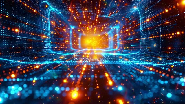 Digital particles cyberspace Technology network concept animation background