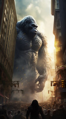 Behemoths An enormous gorilla rises in the heart of the city, casting shadows over the streets as citizens flee in terror