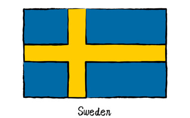 Analog hand-drawn world flag, Sweden