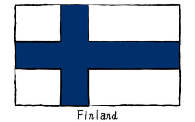 Naklejka premium Analog hand-drawn world flag, Finland