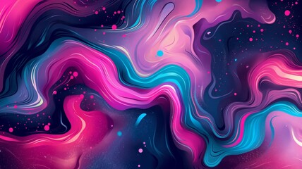 Abstract Colorful Liquid Marble Art with Vibrant Pink and Blue Swirls