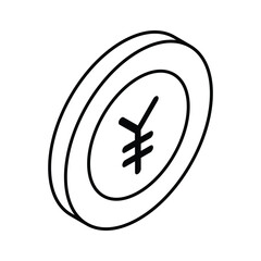 An amazing vector of chinese yuan coin in trendy isometric style, ready for premium use