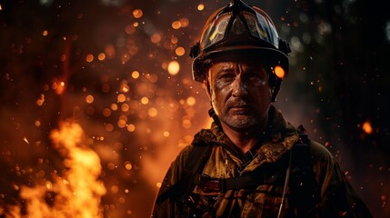 Firefighter in the fire