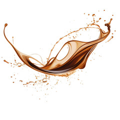 Fototapeta premium Refreshing cold brew coffee splash isolated on a transparent background, showcasing the dynamic motion and cool refreshment of summer's favorite drink.