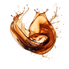 Refreshing cold brew coffee splash isolated on a transparent background, showcasing the dynamic motion and cool refreshment of summer's favorite drink.