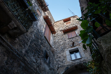 Pacentro, Italy A detail of stone residential houses in this medieval city.