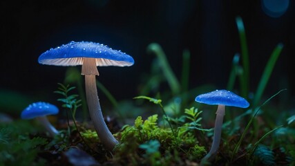 Fototapeta premium Magical View of Mushrooms in forest