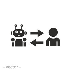 robotic work icon, robot instead of man, replacing a worker with a cyborg, flat symbol, vector illustration eps 10